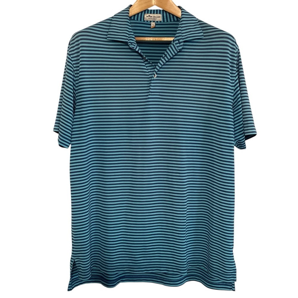 Peter Millar‎ Navy and Light Blue Striped Polo